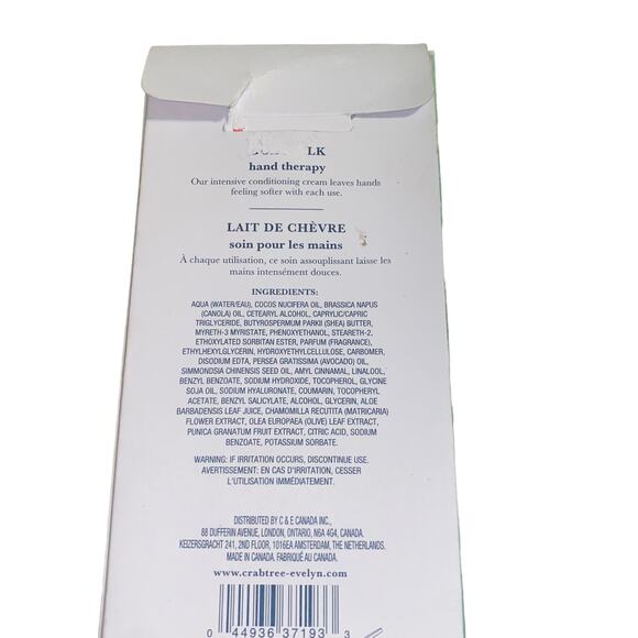 CRABTREE & EVELYN Goat Milk Hand Therapy Cream FSz  *NEW BOXED* Minor Box Damage - Picture 2 of 7